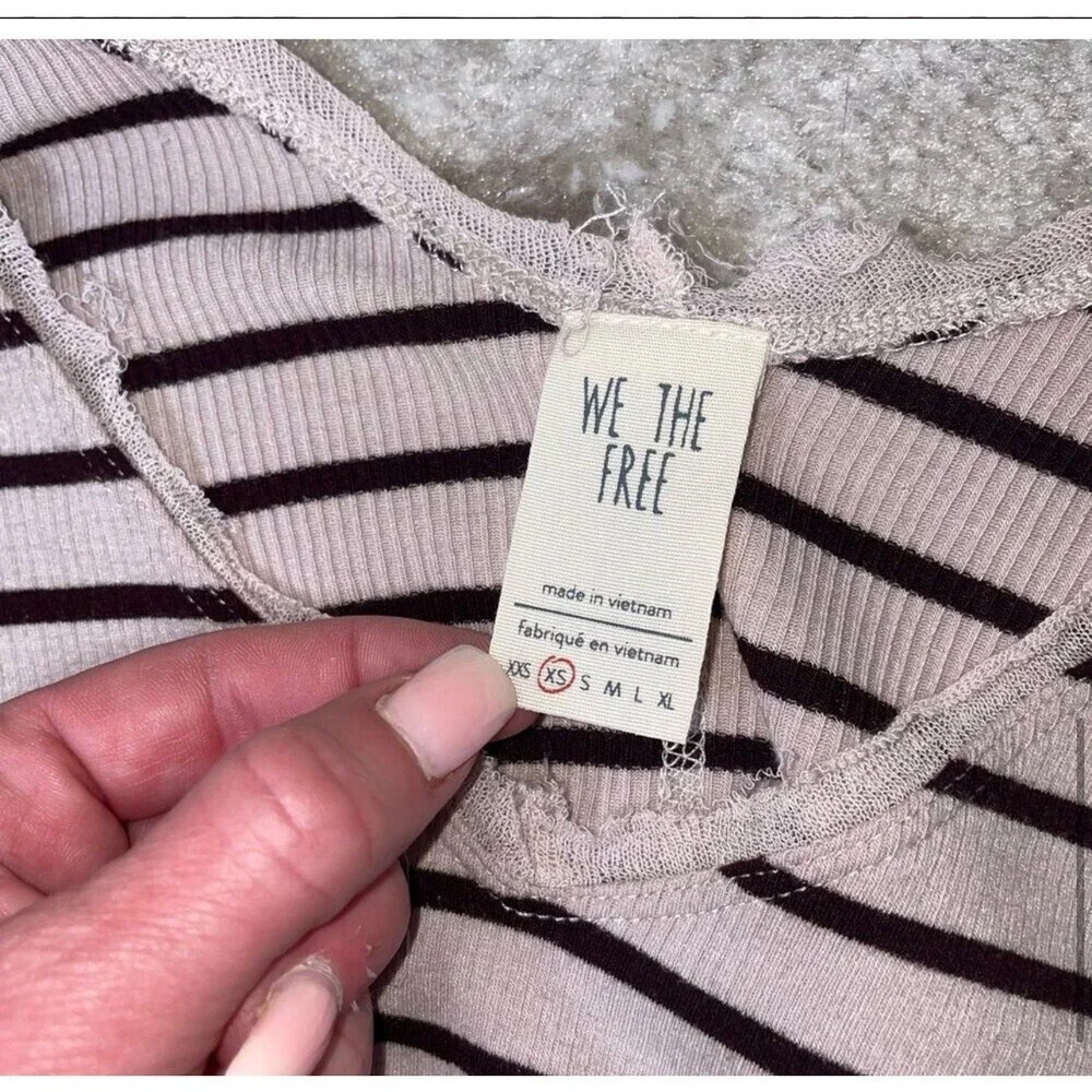 We The Free by Free People Tangerine Tee in Brown Sand. Striped Free People XS